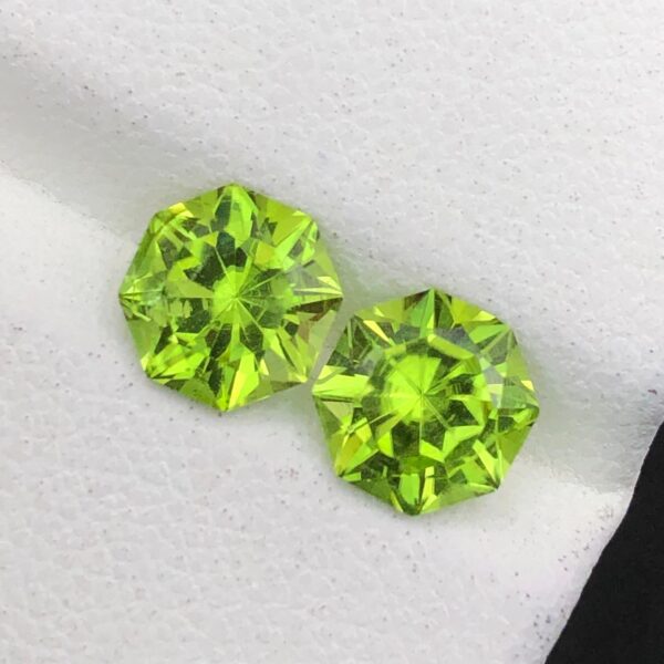 Hexagon Shape Peridot Pair for Jewelry Collection - Image 2