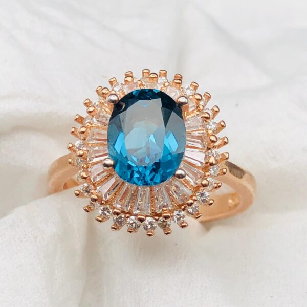 Luxury Blue Topaz Halo Ring