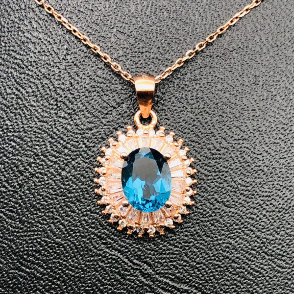 Elegant Blue Topaz Halo Pendant - Image 3